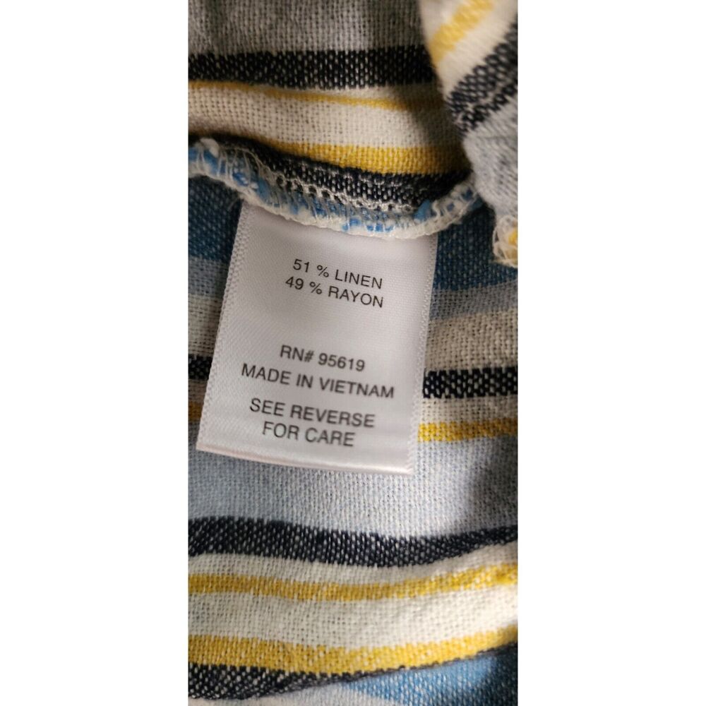 Fever Womens Wide Leg Paperbag Elastic Waist Multicor Blue Stripe Pants Size L - Picture 5 of 5